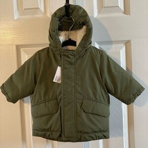 Baby Gap Boys Olive Green Winter Jacket With Hood Size 0-6 Months NWT